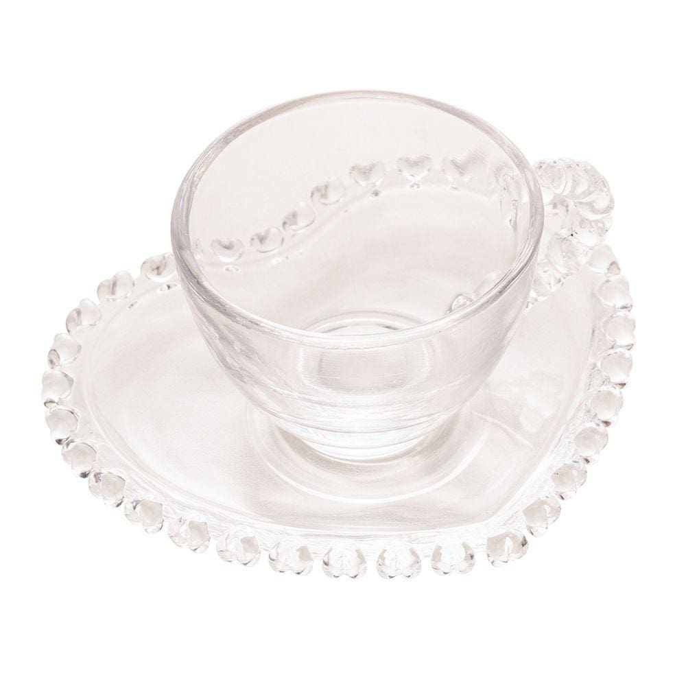 Xícara Para Café Com Pires De Cristal De Coração 80Ml Lyor