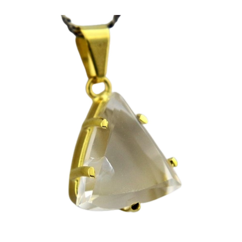 Colar Cristal Trillion Natural Facetado Garra Dourado