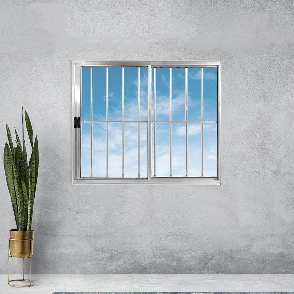 Janela Alumínio de Correr 100x150cm 2 Folhas Com Grade Plus Lux Esquadrias Marroml