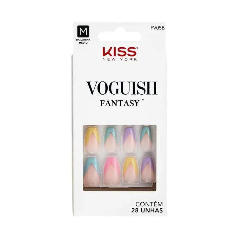 Unhas Postiças Kiss New York Voguish Fantasy Bailarina Médio C/28Un Fv05b