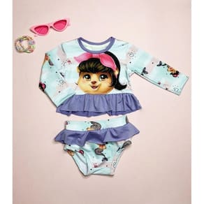 Conjunto de banho manga longa bebê com proteção UV - menina