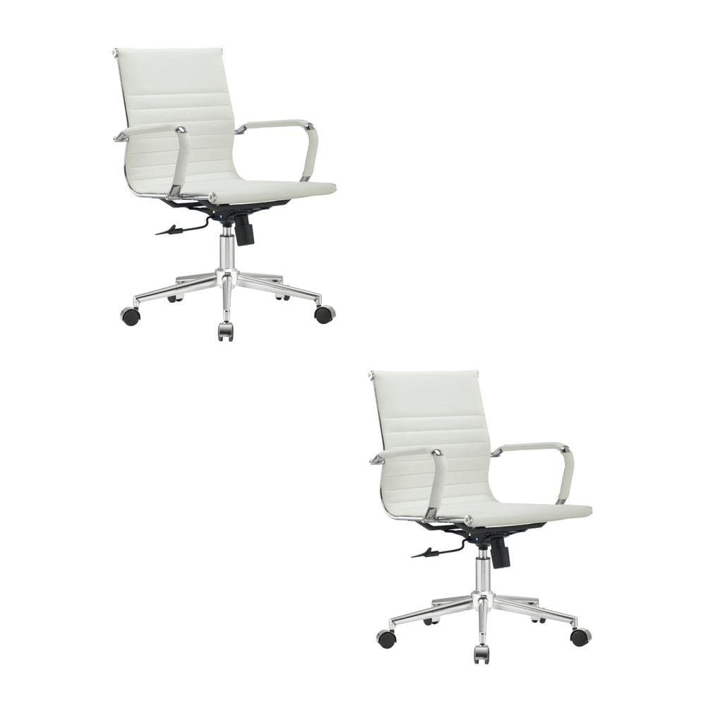 Kit com 2 Cadeiras para Escritório Diretor Manhattan Branco