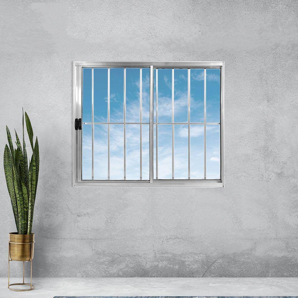 Janela Alumínio de Correr 120x120cm 2 Folhas Com Grade Plus Lux Esquadrias Marroml