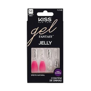 Unhas Postiças Kiss New York Gel Fantasy Jelly Bailarina Médio C/28Un Fj14b