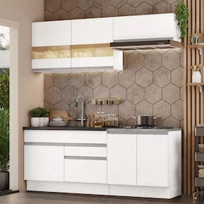 Armário De Cozinha Completa 200cm Branco Glamy Madesa 07 Branco