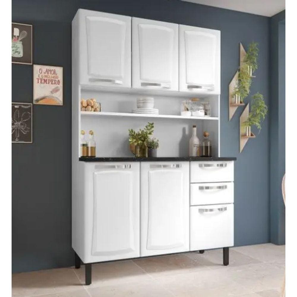 Cozinha com Balcão 6 Portas e 2 Gavetas Branco
