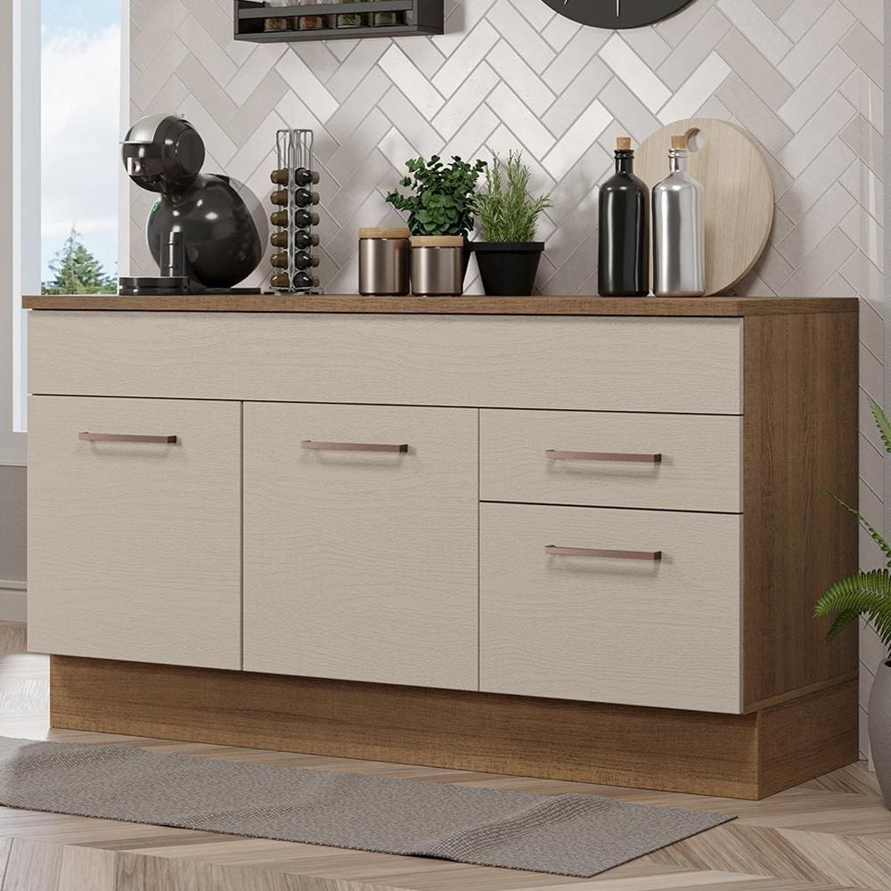 Balcão Gabinete De Pia 150 Cm 2 Gavetas (com Tampo) Madesa