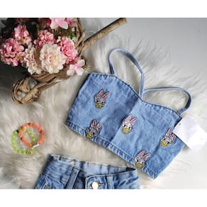 Cropped jeans feminino Disney - modinha menina