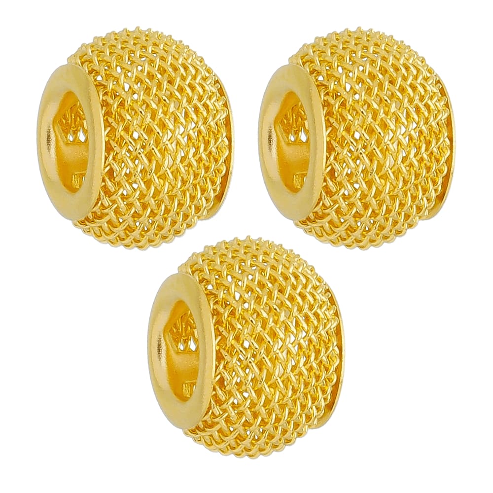 Kit 3 Berloques Separadores Murano Telinha Para Pandora Banhado a Ouro 18k