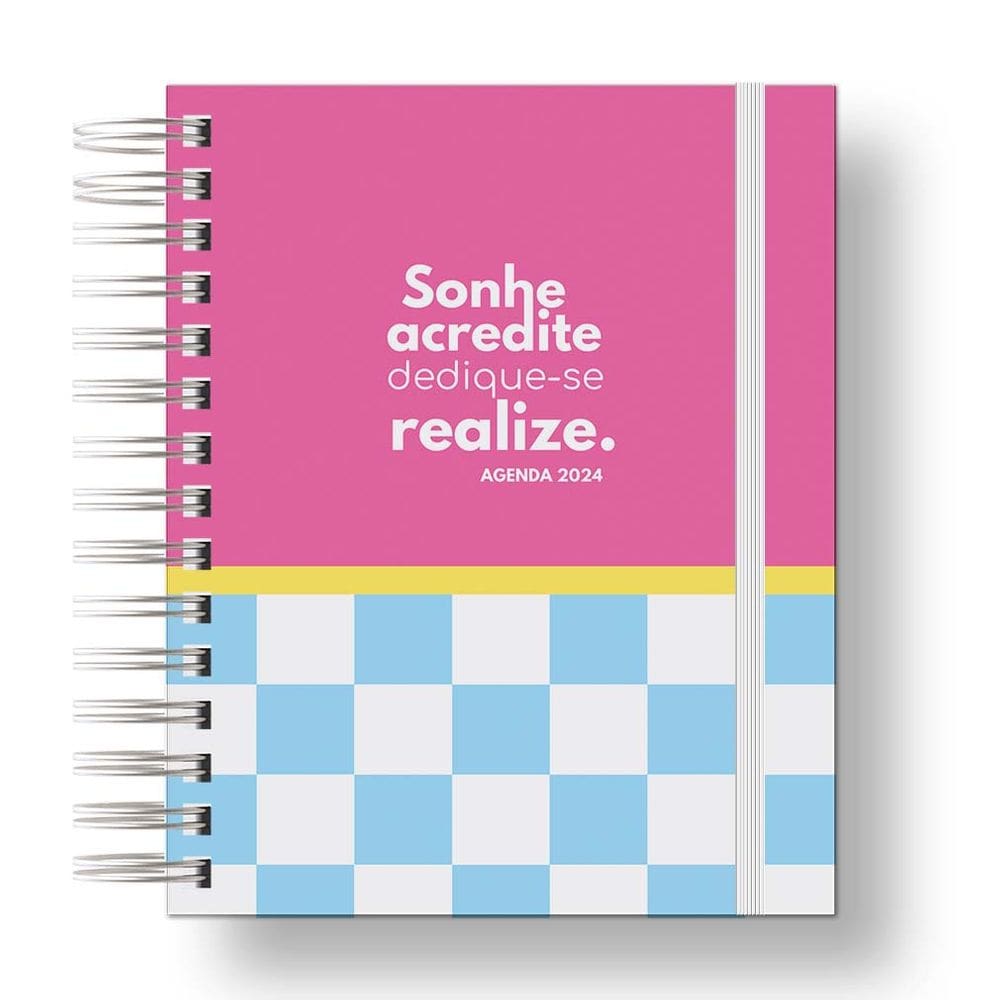 Agenda 2024 Organize seu Ano/ Rosa Xadrez Azul