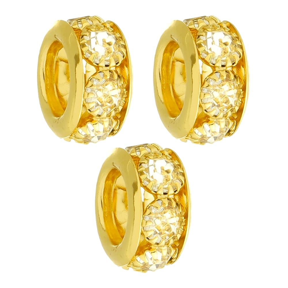 Kit 3 Berloques Separadores Strass Cristal Para Pandora Banhado a Ouro 18k