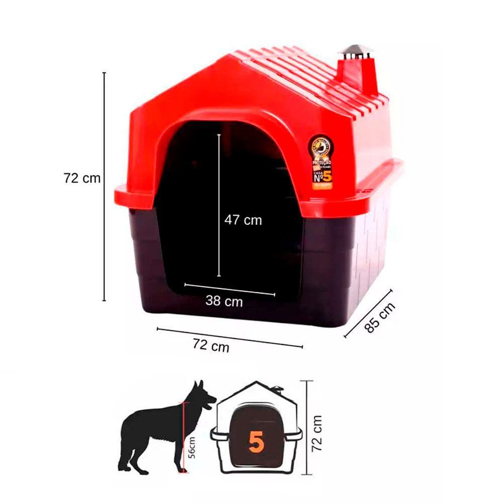 Casa Durapets Plástica Durahouse Vermelha Nº5