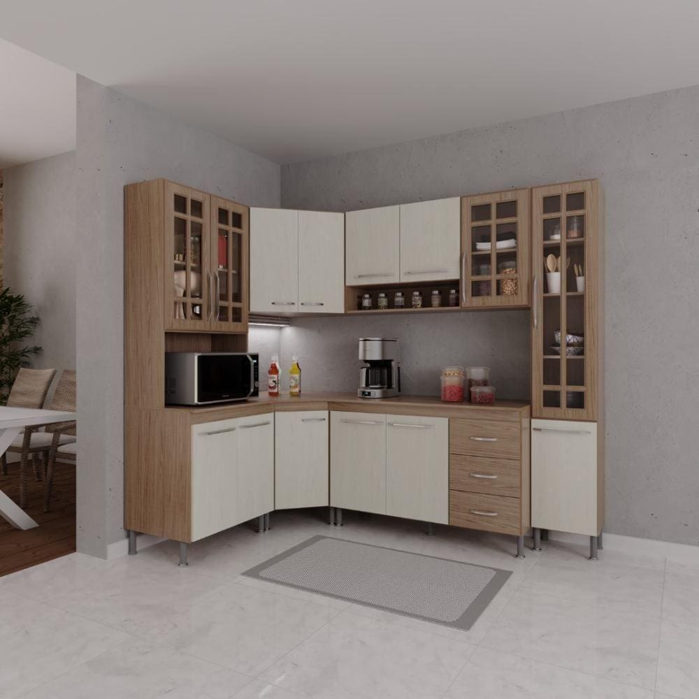 Cozinha Completa 6 Peças 375Cm 14 Portas 3 Gavetas Com Tampo