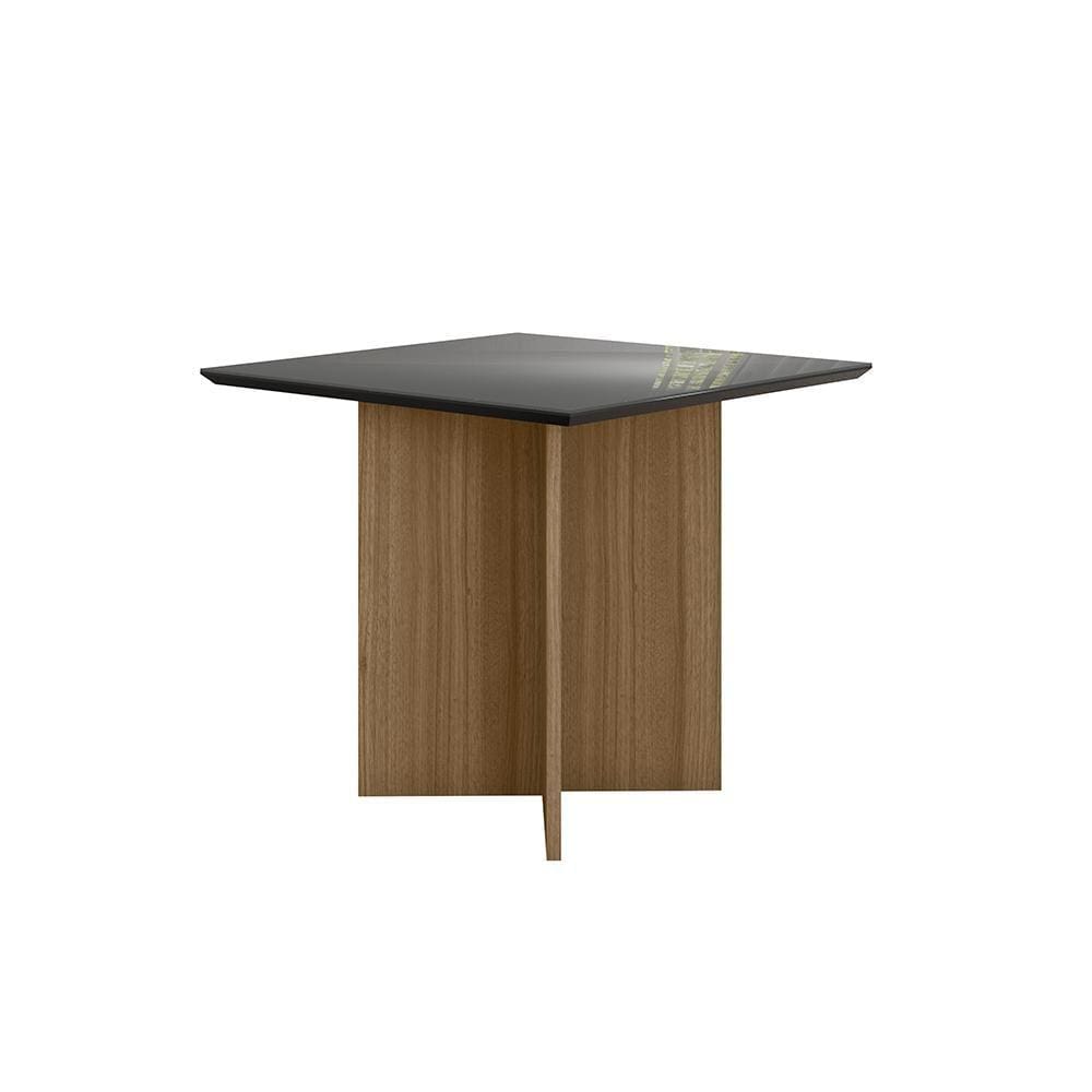 Mesa de Jantar 4 Lugares Tampo com Vidro Napoles Carvalho Grafite