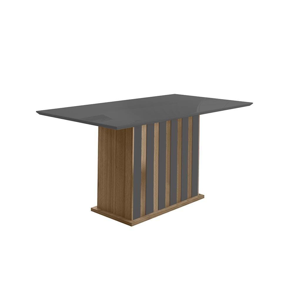 Mesa de Jantar 6 Lugares Tampo com Vidro Osaka Carvalho Grafite