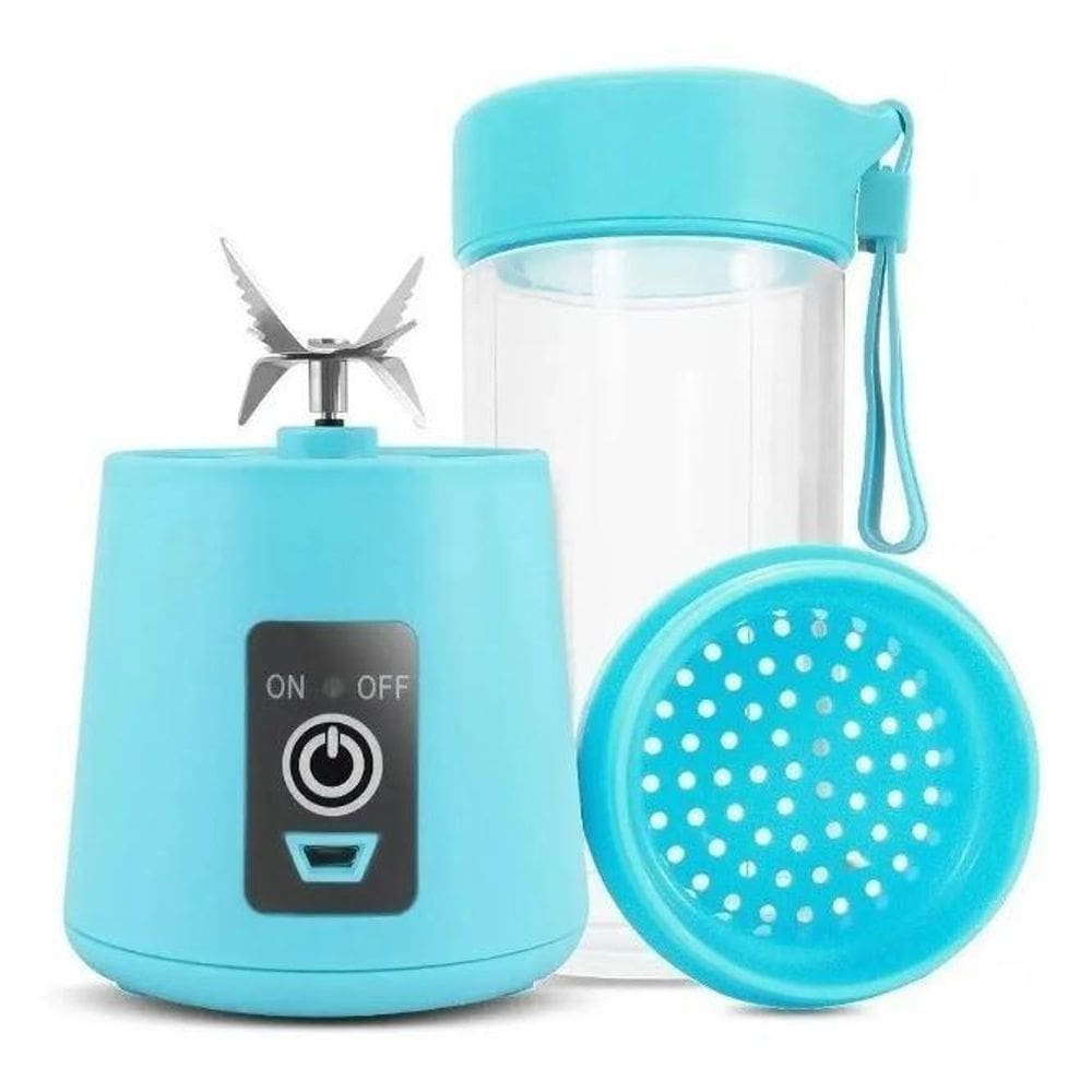 Mini Liquidificador Hm-03 Portátil Recarregável Usb Azul