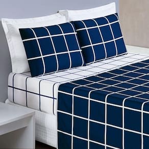 Jogo Cama Lençol Casal 200 Fios 4 Peças Azul Marinho
