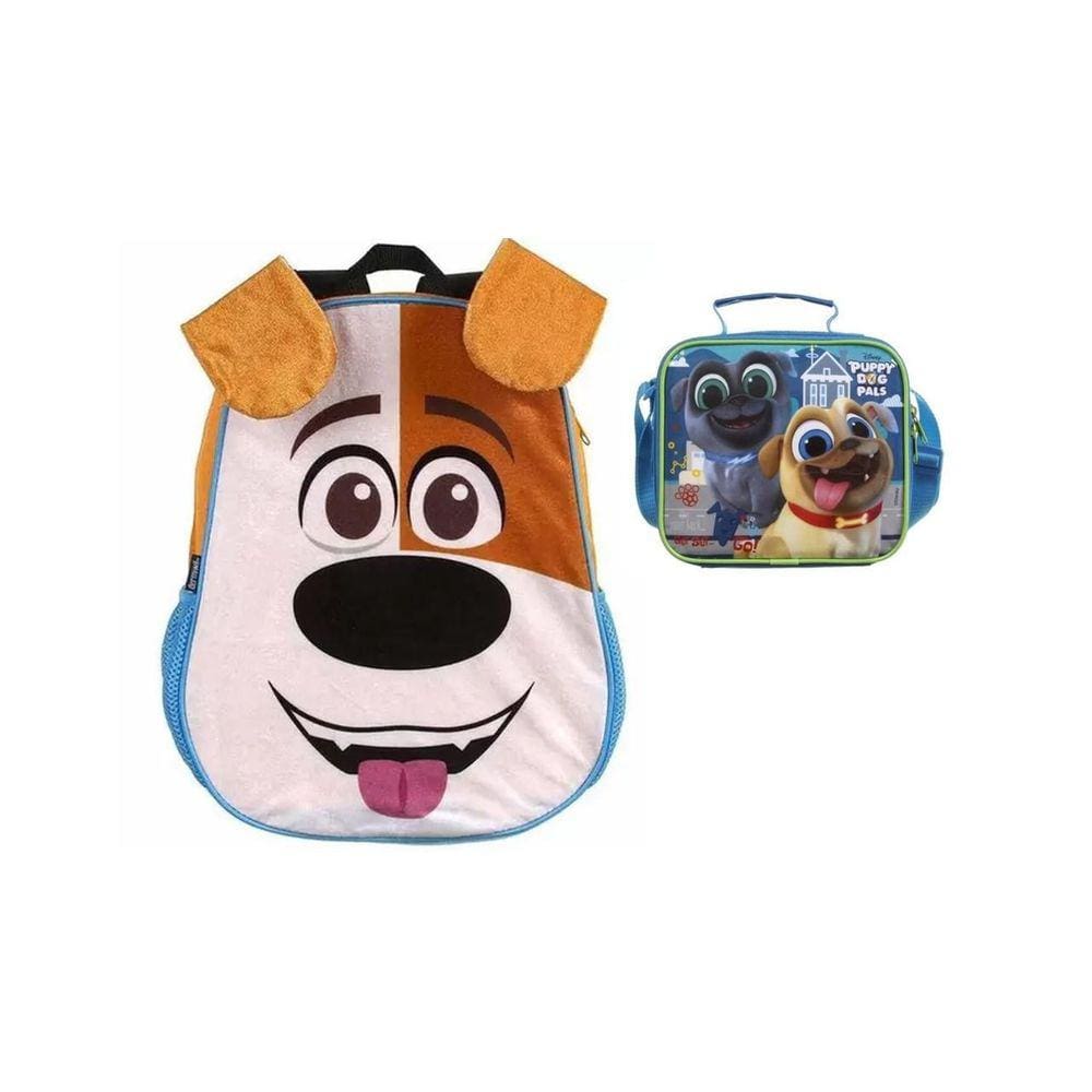 Kit Escolar Pets Pelucia 3D Mochila De Costas + Lancheira