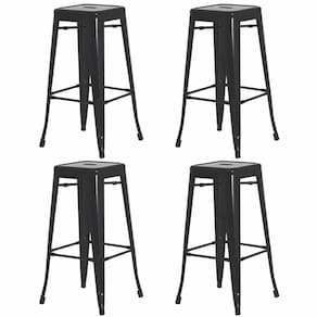 4 Banquetas Alta Para Bar Balcão Bancada Pub Bistrô Cozinha Americana Tolix Iron Industrial Preto