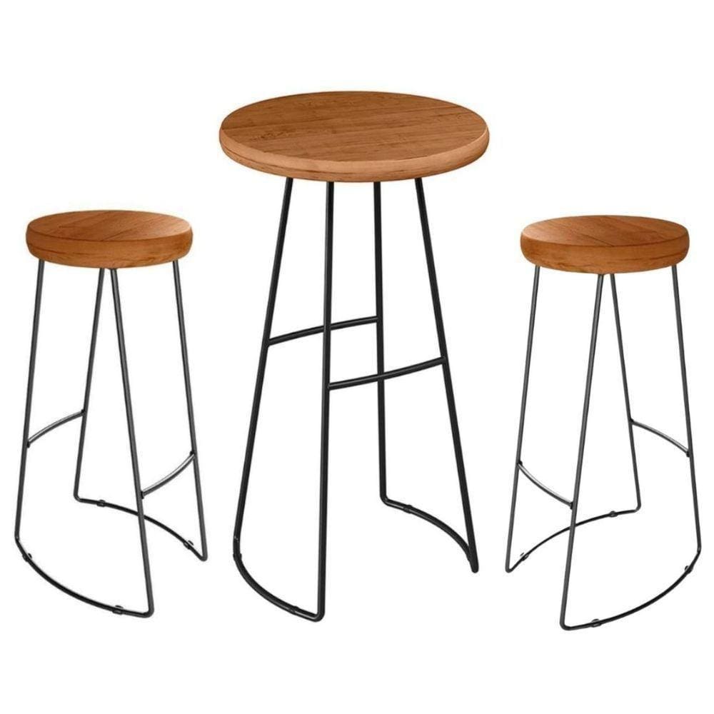 Mesa Bistrô Com 2 Banquetas Deativas York Peroba Preto