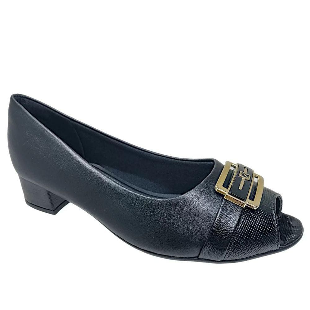 Sapato Piccadilly Salto Médio Metal Feminino - Preto