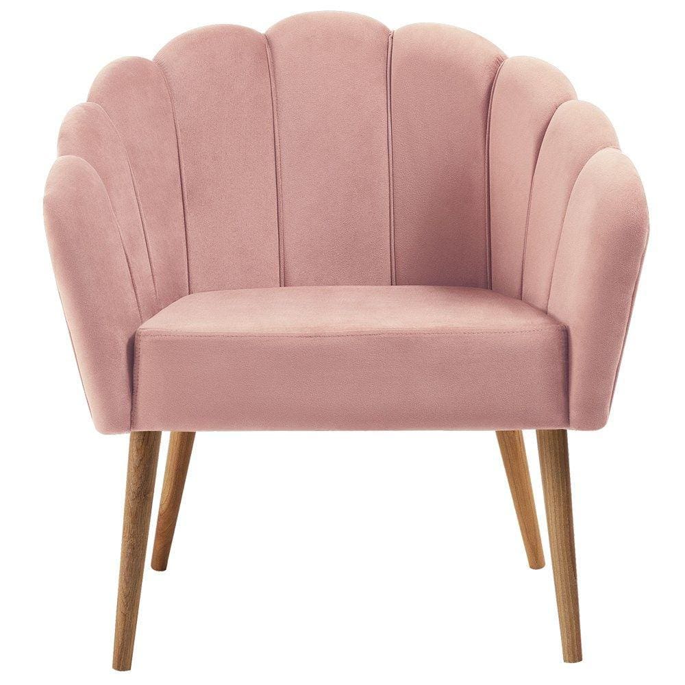 Poltrona Decorativa Pes Tauari 7049 Veludo Rosa Dmobiliario