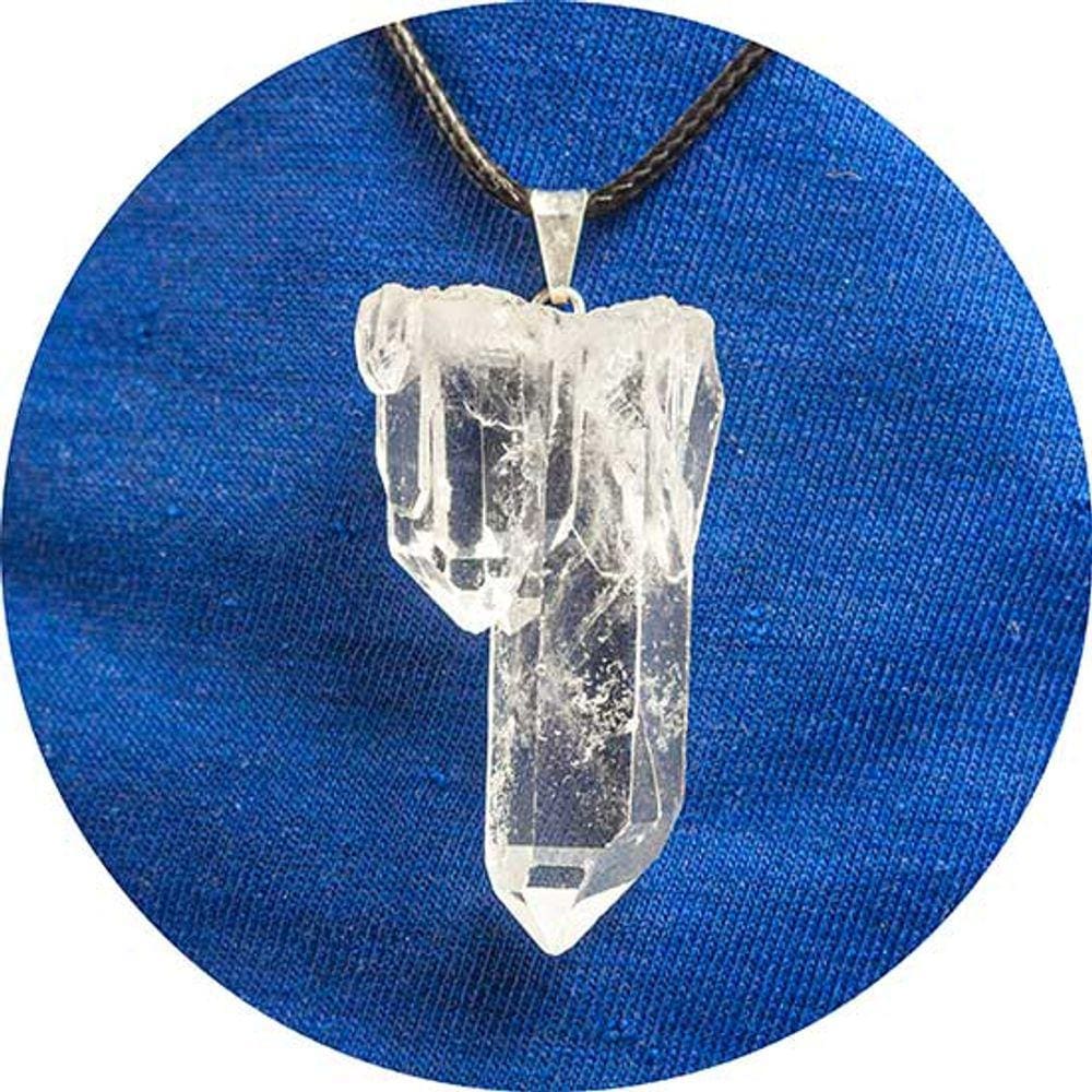 Colar Drusa de Cristal Bruta Natural 30mm Pino Prateado