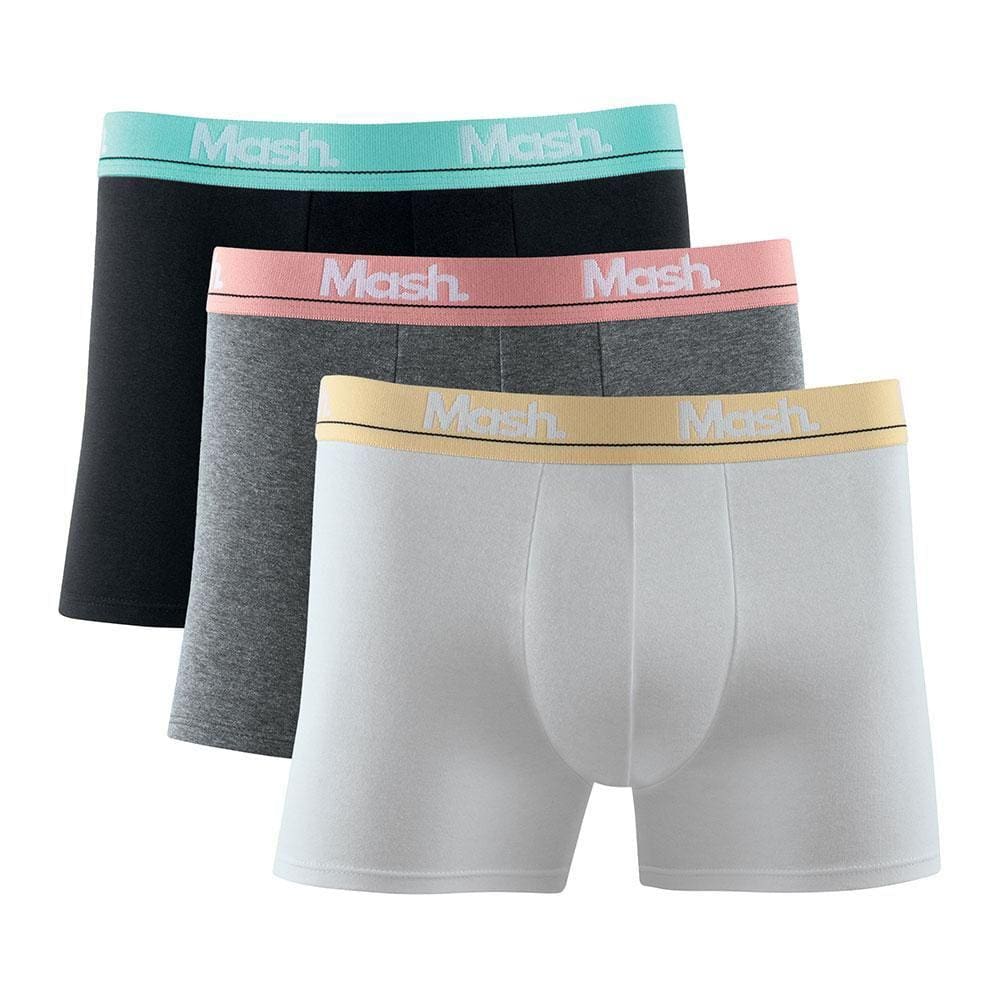 Kit 3 Cuecas Mash Boxer Cotton Elástico Bordado