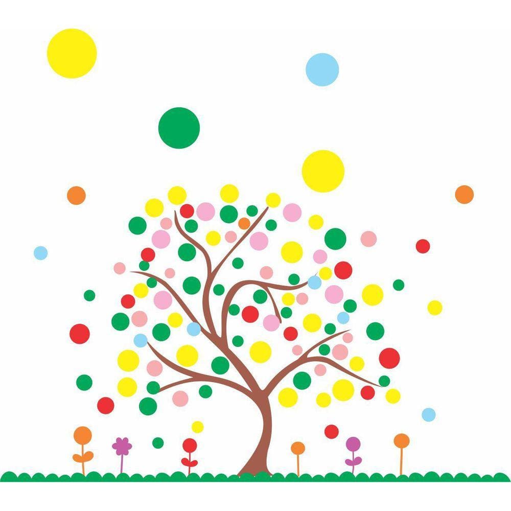 Adesivo De Parede Infantil Árvore Com Bolas Coloridas