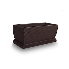 Vaso De Planta Jardineira + Prato Polietileno 60X25 Café