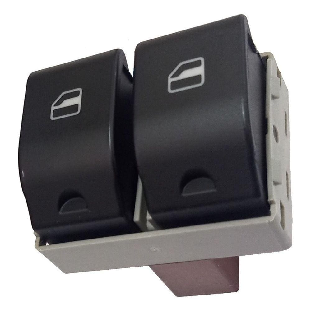 Botão de Vidro Elétrico Duplo Gol G4/G5/Fox/Crossfox/Polo - 1 Estagio (Fundo Marrom)