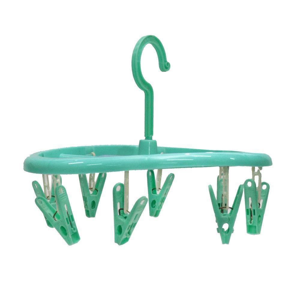 Mini Varal Roupas com 8 Prendedores 23cm Verde - Quanhe