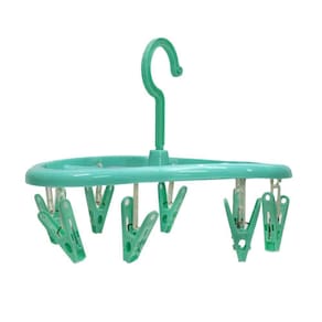 Mini Varal Roupas com 8 Prendedores 23cm Verde - Quanhe