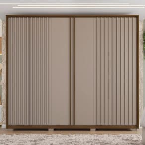 Guarda Roupa Casal Ripado 6 Portas 4 Gavetas Suburban Havana/Cinza