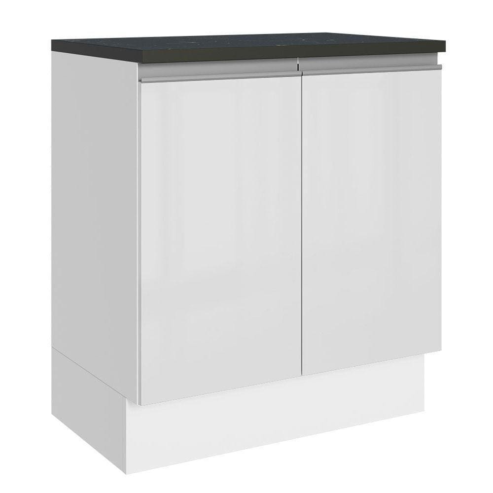 Balcão 100% Mdf 70 Cm 2 Portas Frentes Branco Brilho Acordes Madesa Branco
