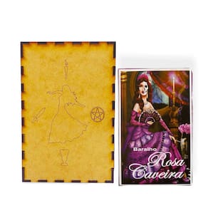 Kit Tarô Rosa Caveira Completo e Porta Tarô Caixa Madeira