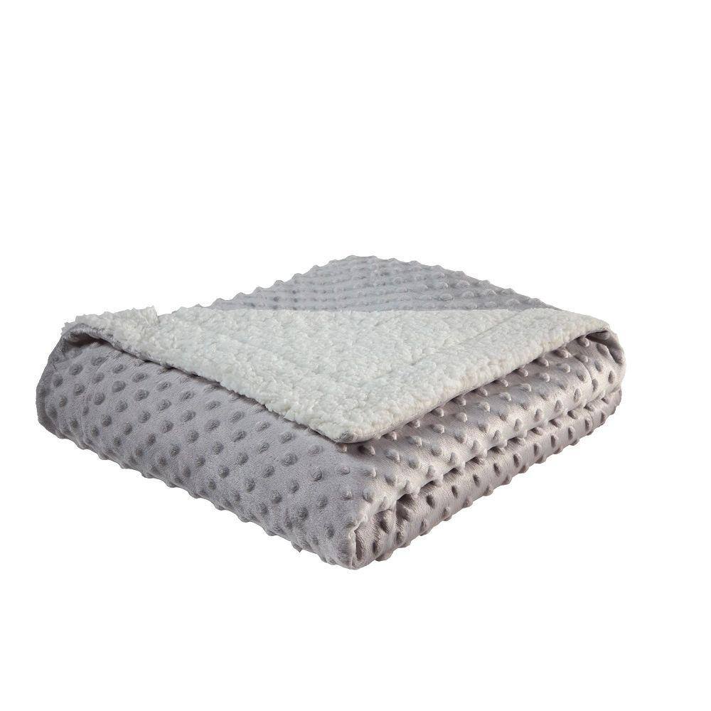 Cobertor Plush Com Dots Sherpa Cinza Para Bebê