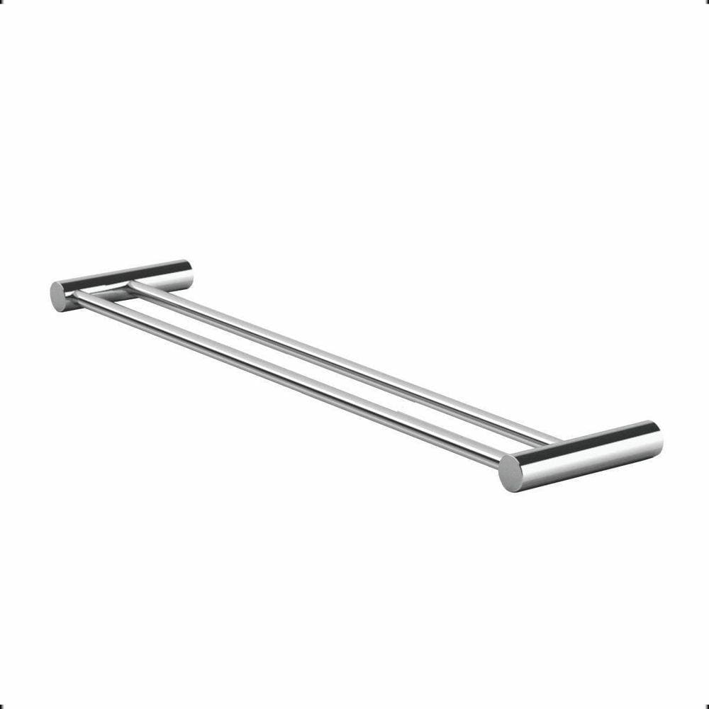 Porta Toalha Duplo Orion 50cm - Prata Brilho