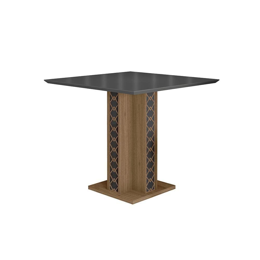 Mesa de Jantar 4 Lugares Tampo com Vidro Houston Carvalho Grafite