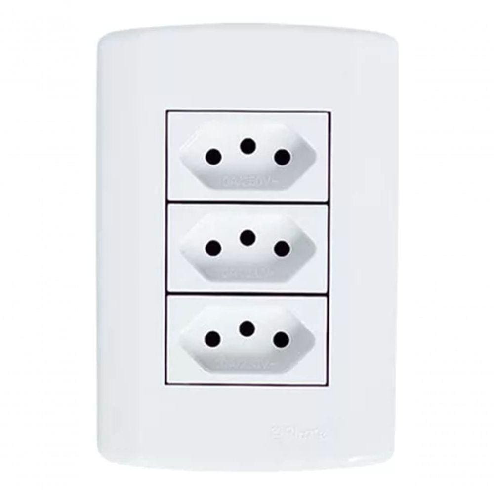 Placa 4x2 + 3 Tomadas 2p+t 10a-250v 250v - Branco