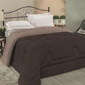 Edredom Cobertor Foster King Malha 100% Algodão Fio Penteado Pesado Grosso - Marrom E Chocolate