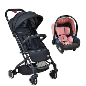 Travel System Burigotto Carrinho de Bebê Zap Preto com Bebê Conforto Touring X Rosa