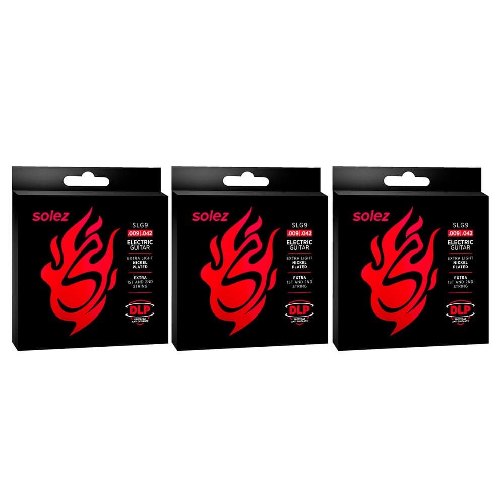 Kit 3 Encordoamento Para Guitarra Solez Slg9 Dlp Calibre 0.009