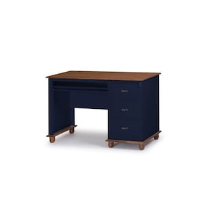 Escrivaninha 132cm 3 Gavetas Azul Petróleo