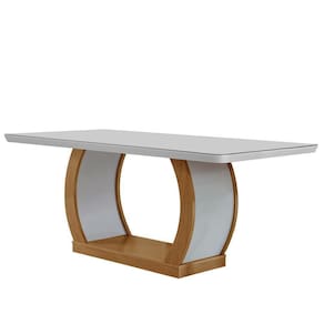 Mesa Para Sala De Jantar 180cm Em Mdf E Vidro Com Canto Copo