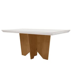 Mesa Para Sala De Jantar Evora 180cm Mdf E Vidro Off White