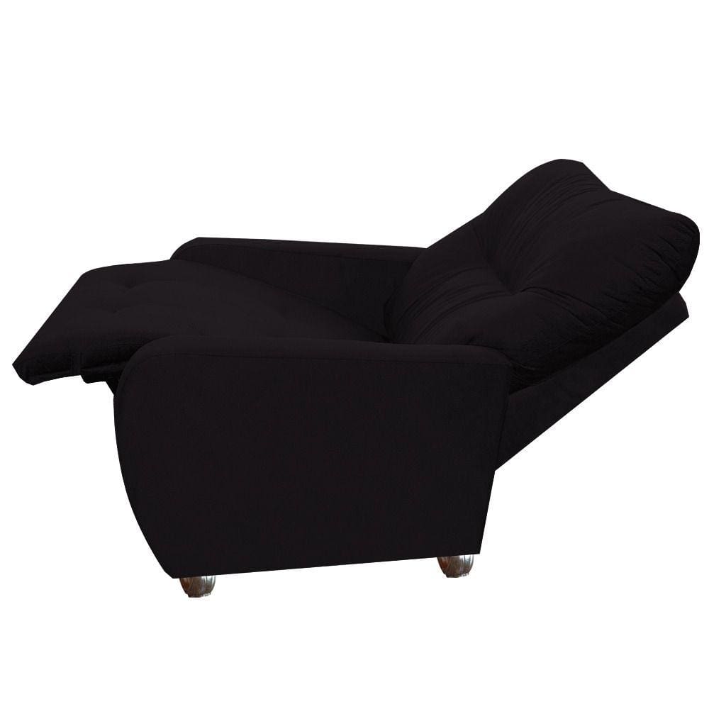 Poltrona Para Extensão De Cílios Reclinável Suede Imperio Moderno Preto