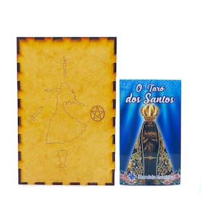 Kit Tarô Baralho dos Santos e Porta Tarô Caixa Madeira