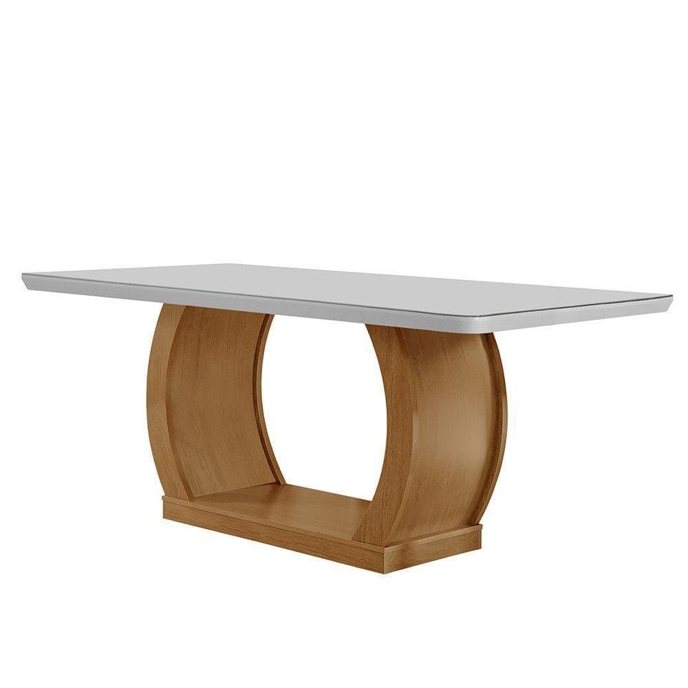 Mesa Para Sala De Jantar 180cm Em Mdf E Vidro Com Canto Copo