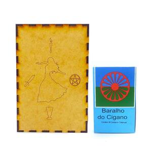 Kit Baralho Tarô Cigano Lenormand e Porta Tarô Caixa Madeira